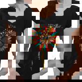 Aussie Mom Sunflower Vintage Australian Shepherd Dog Mama Women V-Neck T-Shirt