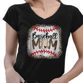 Baseball Mom Leopard Funny Softball Mom Mothers Day 2022  Women V-Neck T-Shirt
