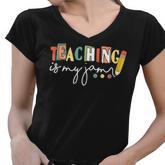 Teaching Is My Jam Blessed Teacher Fun Design For A Teacher  Women V-Neck T-Shirt