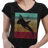 Whale Orca Retro Style Men Women Novelty Vintage Funny Gift  Women V-Neck T-Shirt