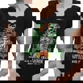 When You Are Dead But Inside Gardener Skeleton Funny   Women V-Neck T-Shirt