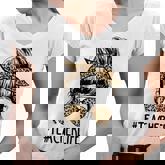 Classy Teacher Life Messy Hair Bun Leopard Women Mothers Day  Women V-Neck T-Shirt