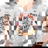 Cute Ghost Book Reading Halloween Teacher Spooky Teacher Women V-Neck T-Shirt