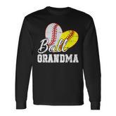 Baseball Softball Ball Heart Grandma Men Women Long Sleeve T-Shirt T-shirt Graphic Print
