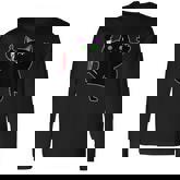 Halloween Black Cat Superstition Killer With A Knife Men Women Long Sleeve T-Shirt T-shirt Graphic Print