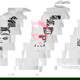Leo Girl Messy Bun Leopard Bandana July Zodiac Sign Birthday Long Sleeve T-Shirt