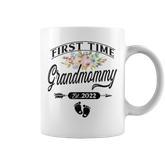 Pregnancy Announcement First Time Grandmommy Est2022 Floral  Coffee Mug