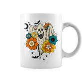 Retro Vintage Groovy Pumpkin Halloween Colors Flower Ghost  Coffee Mug