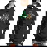 Plaid Clover Shamrock Leopard Green Buffalo St Patricks Day  Men Hoodie Graphic Print Hooded Sweatshirt