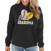 Baseball Softball Ball Heart Grandma Mothers Day Women Hoodie Graphic Print Hooded Sweatshirt