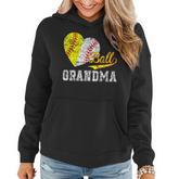 Baseball Softball Ball Heart Grandma Mothers Day  Women Hoodie Graphic Print Hooded Sweatshirt