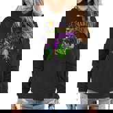 Mardi Gras Dabbing T Rex Dinosaur Mardi Grawr Bead Costume  Women Hoodie Graphic Print Hooded Sweatshirt