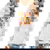 Groovy Halloween Trick Or Teach Retro Floral Ghost Teacher  V33 Women Hoodie Graphic Print Hooded Sweatshirt