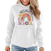 Rainbow Happy Last Day Of School Teacher Student Graduation  V2 Women Hoodie Graphic Print Hooded Sweatshirt
