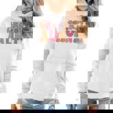 Retro Groovy Aunt Matching Family 1St Birthday Party  Women Hoodie Graphic Print Hooded Sweatshirt