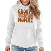 Retro Groovy Mommy Matching Family 1St Birthday Party  Women Hoodie Graphic Print Hooded Sweatshirt