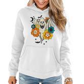 Retro Vintage Groovy Pumpkin Halloween Colors Flower Ghost  Women Hoodie Graphic Print Hooded Sweatshirt