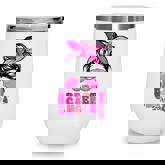 Breast Cancer Warrior Messy Bun Women Groovy Retro Pink  Wine Tumbler