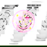 Funny Pink Happy Face Daisy Flower  Smile Face Trendy  Wine Tumbler