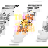 Groovy Halloween Trick Or Teach Retro Floral Ghost Teacher  V33 Wine Tumbler