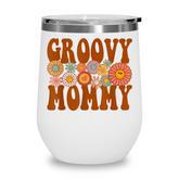 Retro Groovy Mommy Matching Family 1St Birthday Party  Wine Tumbler
