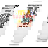 Retro Its A Good Day To Read Book Groovy Hippie Daisy  Wine Tumbler