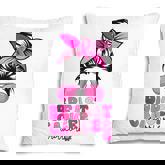 Breast Cancer Warrior Messy Bun Women Groovy Retro Pink  Pillow