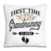 Pregnancy Announcement First Time Grandmommy Est2022 Floral  Pillow