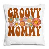Retro Groovy Mommy Matching Family 1St Birthday Party  Pillow
