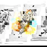 Retro Vintage Groovy Pumpkin Halloween Colors Flower Ghost  V2 Pillow