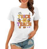 Groovy Halloween Trick Or Teach Retro Floral Ghost Teacher  V55 Women T-shirt
