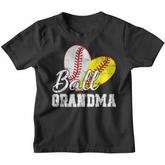 Baseball Softball Ball Heart Grandma Mothers Day Youth T-shirt
