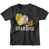 Baseball Softball Ball Heart Grandma Mothers Day  Youth T-shirt