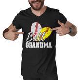 Baseball Softball Ball Heart Grandma Mothers Day Men V-Neck Tshirt