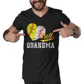 Baseball Softball Ball Heart Grandma Mothers Day  Men V-Neck Tshirt