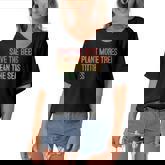 Save The Bees Plant More Trees Clean The Seas Titties Vintag  Women's Bat Sleeves V-Neck Blouse