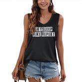 Lovely Funny Cool Sarcastic Eat Sleep Hike Repeat  Women's V-neck Casual Sleeveless Tank Top