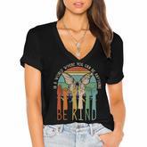 Be Kind  Autism Awareness Asl Mom Teacher Kindness  Women's Jersey Short Sleeve Deep V-Neck Tshirt
