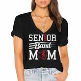 Horn Player Senior 2023 Band Mom  Women's Jersey Short Sleeve Deep V-Neck Tshirt