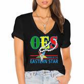 Oes Star Necklace Order Of The Eastern Star Mothers Day  Women's Jersey Short Sleeve Deep V-Neck Tshirt