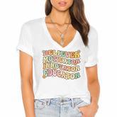 Believer Motivator Innovator Educator Retro Teacher Gifts  V4 Women's Jersey Short Sleeve Deep V-Neck Tshirt