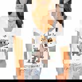 Cowboy Boo How Retro Ghost Halloween Costume Desert Cactus  Women's Jersey Short Sleeve Deep V-Neck Tshirt