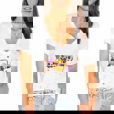 Kids Im Just Here For The Candy Halloween Cute Lollipop Sweets Women's Jersey Short Sleeve Deep V-Neck Tshirt