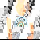 Pediatric Nurse Cute Rainbow Funny Pediatric Nurse Women's Jersey Short Sleeve Deep V-Neck Tshirt