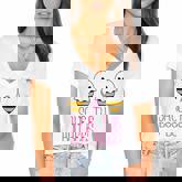 Save The Boobees Boo Bees Breast Cancer Halloween Women  Women's Jersey Short Sleeve Deep V-Neck Tshirt