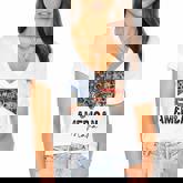 Womens 4Th Of July American Mama Western Country Mama American Flag  Women's Jersey Short Sleeve Deep V-Neck Tshirt