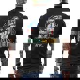 Grandpa Saurus Dinosaur Rex American Flag Matching Men's T-shirt Back Print