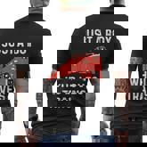 Just A Boy Who Loves Trains Great Cool Boys Trainspotting Men's T-shirt Back Print