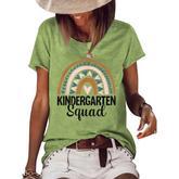 Kindergarten Squad Kinder First Day Rainbow Teacher Student  Women's Short Sleeve Loose T-shirt