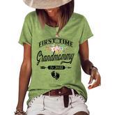 Pregnancy Announcement First Time Grandmommy Est2022 Floral  Women's Short Sleeve Loose T-shirt